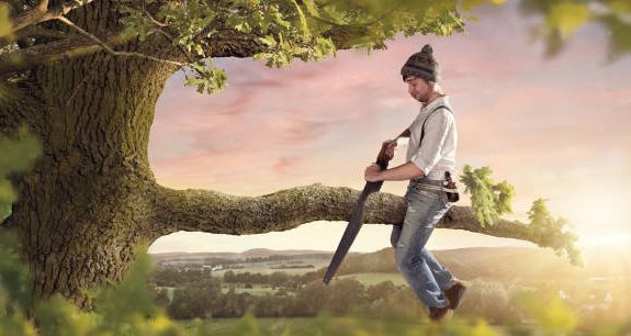 A young man making a mistake by self sabotaging himself.